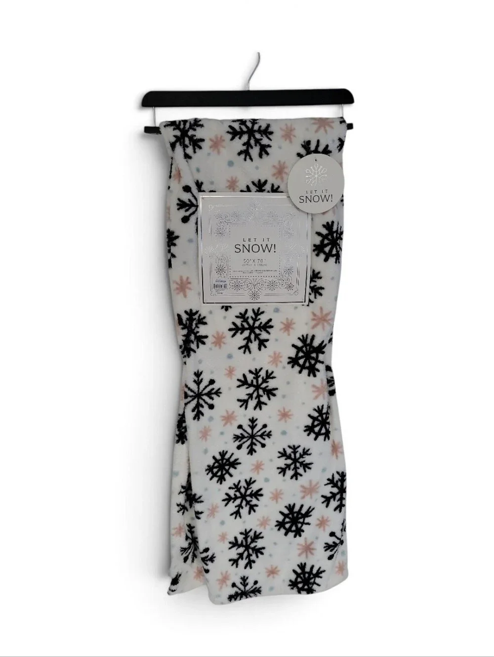 2/$30 Let It Snow! White Snowflake Plush Throw 50 X 70